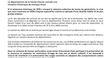 💧 Sécheresse : une situation inédite sur le bassin de la Vienne